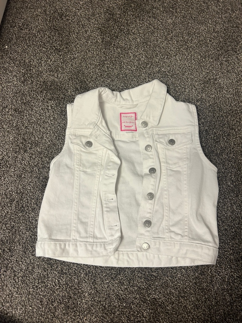 Girls' White Denim Vest Jacket - Tween